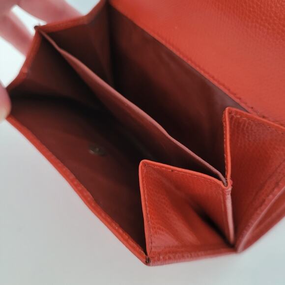 Etro Modern Brick Red Medium Leather Wallet Compact Logo Italian Bifold Solid - Picture 12 of 15